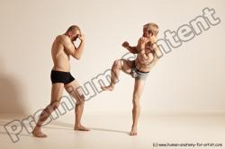 Underwear Martial art Man - Man White Moving poses Slim Short Blond Dynamic poses Academic